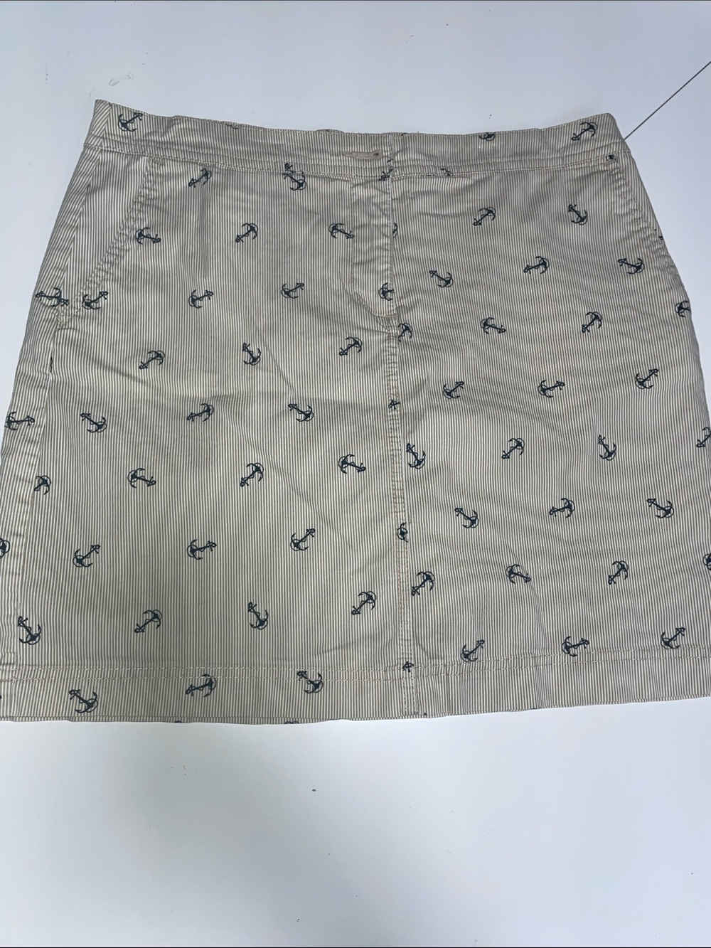 Karen Scott Beige Mini Skort with Navy Anchor Print
